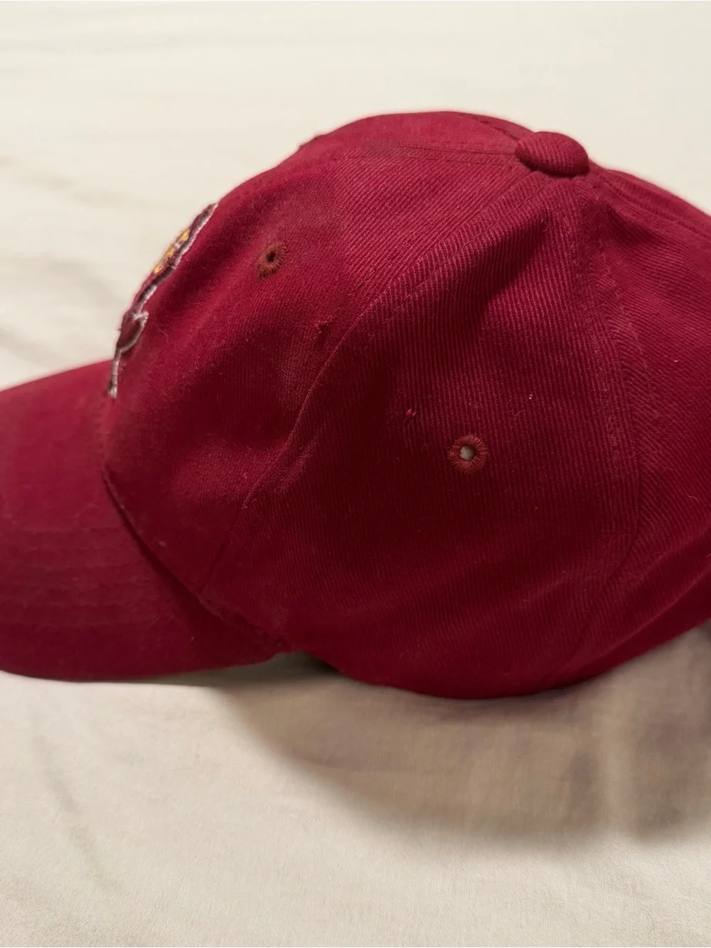 Maroon Baseball Cap with Embroidered Devil Logo